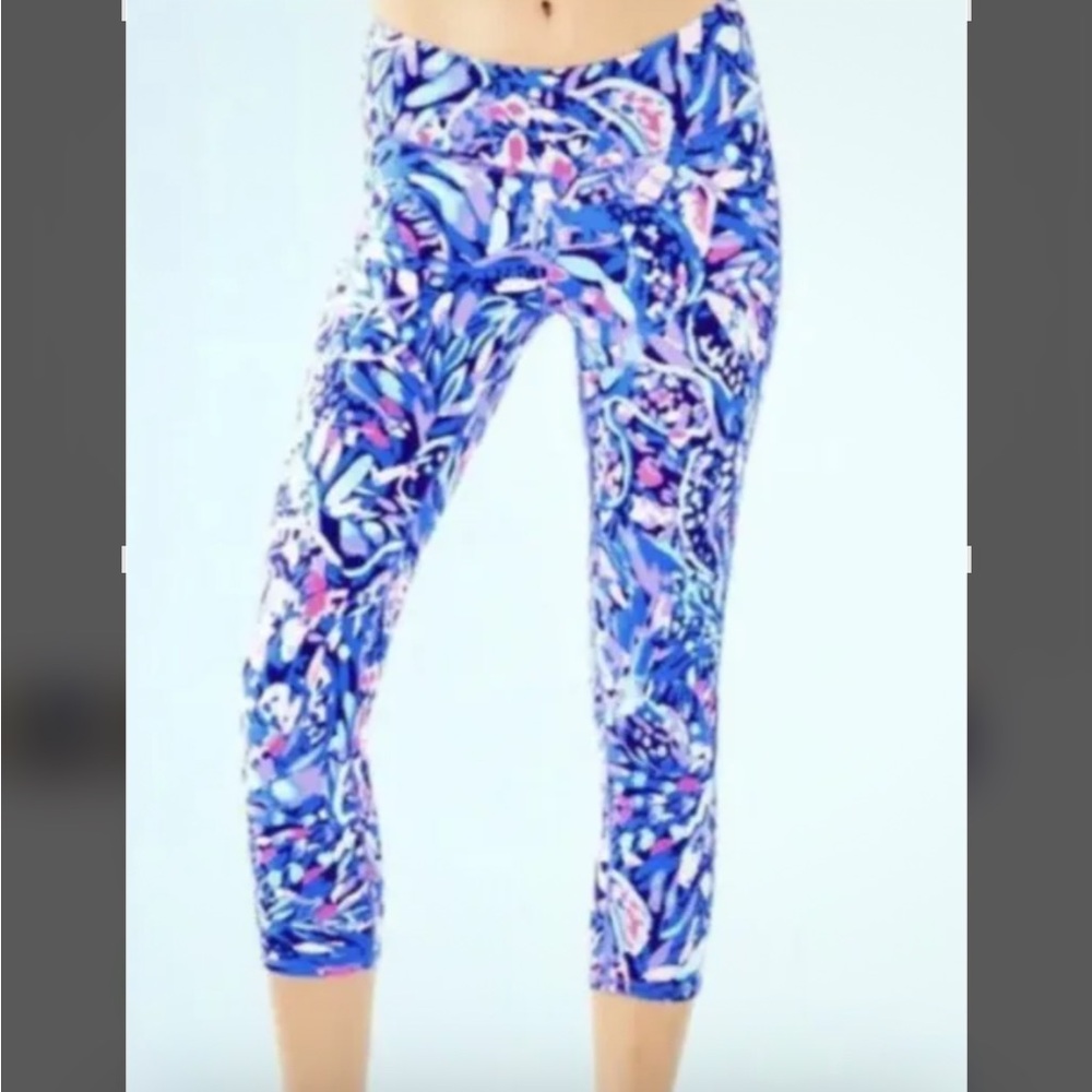 Lilly Pulitzer M. Luxletic Royal Purple Capris Hidden Pocket in back Pre…